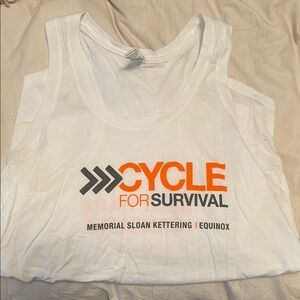 District White and Orange Crop Tank Top